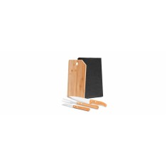 Kit Cozinha em Bambu com Facas e Garfo Personalizado