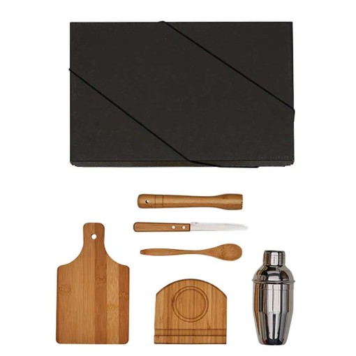 Kit para Caipirinha em Bambu com Coqueteleira com Logo