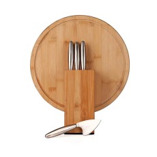 Kit para Queijo Com Cepo Em Bambu / Inox Personalizado 