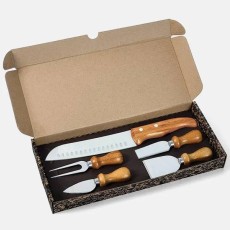 Kit para Queijo E Faca Santoku Em Inox / Bambu Personalizado 